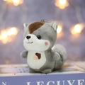 Porte-clés peluche écureuil gris avec broderie gland et chaîne à billes en métal - Environ 10cm / Gris