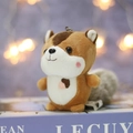 Porte-clés peluche écureuil mignon avec broderie gland et longue queue grise moelleuse - Environ 10cm / Fauve