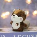 Porte-clés écureuil en peluche marron avec broderie gland sur fond de livre doux - Environ 10cm / Brun Foncé