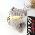 Detail of grey plush crocodile keychain with yellow belly and metal ring fastener - Gray / About 14cm Height