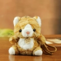 Portachiavi gatto di peluche arancione e bianco con etichetta fatta a mano e pelo soffice - Stile Tigrato Arancione / Giallo