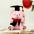 Ours en peluche rose de remise de diplôme avec toque noire et petit diplôme blanc - Rose / Hauteur environ 12cm