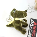 Simpatico portachiavi a coccodrillo in peluche verde con pancia gialla e fibbia d'argento - Verde Militare / Circa 14cm di Altezza