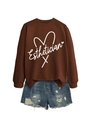 Flat lay of a coffee-colored sweatshirt with Esthetician text and denim shorts - S / Coffee (White Font)