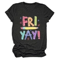 Heathered charcoal t-shirt featuring 'FRI YAY!' graphic with pencil and school stationery - Heather Charcoal (White Text)