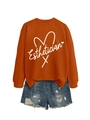 Detail of the white Esthetician script and heart line graphic on a brown sweatshirt - S / Burnt Orange (White Font)