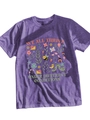 Detail of Heather Purple T-shirt with WE ALL THRIVE UNDER DIFFERENT CONDITIONS print - Purple