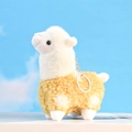 Schattige wit-gele alpaca pluche sleutelhanger met zachte textuur en metalen ring - Geel