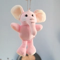 Portachiavi con elefante di peluche rosa con morbida pelliccia e catena a sfere d'argento - Medio / Rosa