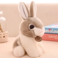 Cute gray and white plush rabbit soft toy in sitting pose for home and kids gifts - 20cm / Gray