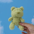 Green plush teddy bear keychain in soft fleece material with brown nose detail - 12cm / Light Green