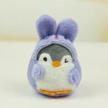 Portachiavi pinguino di peluche con felpa a cappuccio da coniglio viola e ricami - Viola