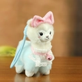 Cute alpaca plush keychain in blue and white with a pink bow and bell detail - Lace Bow-Blue