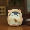 Cute penguin plush keychain wearing an orange animal hoodie with sunflower detail - Pink Animal Costume Penguin (01) / Pink