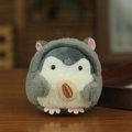 Cute plush penguin pendant in grey hoodie holding a sunflower seed for bags - Gray Animal Costume Penguin (01) / Gray