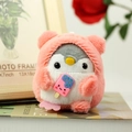 Ciondolo pinguino di peluche con felpa orsetto rosa e accessorio gelato - Rosa / 10cm