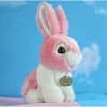 Adorable pink and white plush bunny toy with long ears in a cute sitting position - 20cm / Pink