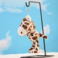 Cute giraffe plush keychain with brown spots and silver metal ring for bag decoration - Approx. 15cm Length / Deer