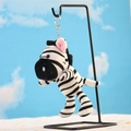Cute zebra plush keychain with black and white stripes and silver metal ring accessory - Approx. 15cm Length / Zebra