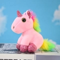 Unicorno di peluche rosa con criniera arcobaleno e dettagli in paillettes argentate - Rosa