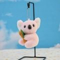 Rosa Koala Plüschtier Schlüsselanhänger mit grünem Bambus und silberner Kugelkette - Höhe ca. 12cm / Rosa