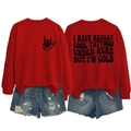 Vue détaillée avant et arrière du sweat-shirt rouge avec slogans de tatouage - S / Rouge Vif (Imprimé Noir)