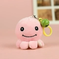 Portachiavi polpo di peluche rosa con campanello verde e gancio per borsa - Rosa