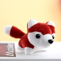 Cute red and white plush fox keychain for backpacks made of soft short plush material - Burgundy