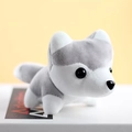 Mini gray husky plush puppy keychain variant with soft fur and cute sitting pose - Gray