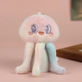 Pink and blue gradient plush jellyfish keychain with heart eyes embroidery - Patchwork Pink / About 13cm