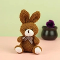 Cute brown sherpa rabbit plush with checkered bowtie and white fuzzy accents for kids - Dark Brown / 10cm