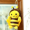 Plüsch-Bienen-Schlüsselanhänger mit gelben und braunen Streifen und silberner Metall-Kugelkette - 12cm / Biene