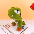 Cute green plush dinosaur keychain charm with white belly and silver metal chain - Army Green / About 11cm