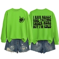 Green crewneck sweatshirt featuring cool tattoos text and bone graphic front and back - S / Tops / Neon Green (Black Print)