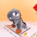 Dark gray plush dinosaur keychain charm with silver metal bead chain for bag accessories - Gray / About 11cm
