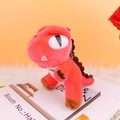 Cute red dinosaur plush keychain with soft short velvet texture and silver bead chain - Red / About 11cm