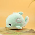 Cute mint green plush whale pendant with soft short fur and pink ring embroidery detail - Light Green / About 12cm