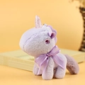 Cute purple plush unicorn pendant with pink glitter horn and soft ribbon bow - Purple / Approx. 12cm