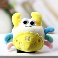 Close-up of cute crab plush with colorful legs and detailed embroidery on yellow shell - Yellow / Approx 10cm