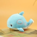 Cute light blue plush whale keychain with soft fabric and golden metal chain link - Light Blue / About 12cm