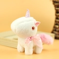 Cute white unicorn plush charm with pink wings and bow, soft toy for bag decoration - Beige / Approx. 12cm