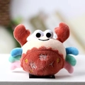Cute plush crab toy with colorful legs and orange body featuring star embroidery - Burgundy / Approx 10cm