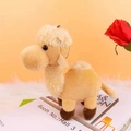 Cute plush camel keychain charm with soft beige fur and metal bead chain for bags - Small / Beige