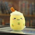 Plush yellow pineapple milk tea cup keychain with cute smiling face and soft texture - Pineapple Style (01) / Yellow