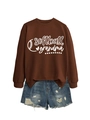 Close-up of brown sweatshirt featuring white softball grandma print and baseball stitching - Coffee (White Font)