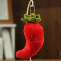 Colgante de chile rojo de peluche con cara bordada y llavero metálico - Chile / Aprox. 8-16cm