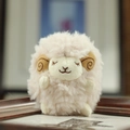 Simpatico portachiavi a forma di pecora di peluche beige con morbida pelliccia - Rosa / 10cm