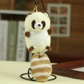 Porte-clés peluche raton laveur beige avec fourrure douce et mousqueton en métal doré - Beige / Environ 12cm