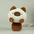 Siamese cat plush keychain with blue eyes and brown-white faux fur on a bag clip - Brown / Approx 10cm