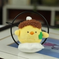 Pendentif peluche poussin jaune avec détails marron et anneau métallique de sac - Fromage Jaune / Env. 8cm